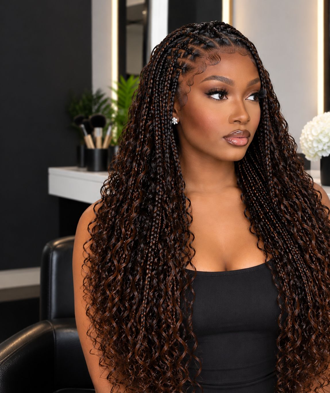Boho Knotless Braids - Front view
